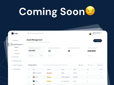 Cube- Asset Management Tool asset asset management dashboard facility management presentional design ui ux web app