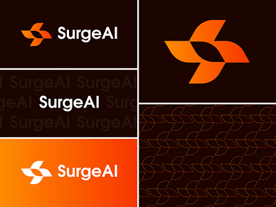 SurgeAI - Logo Design ai artificial intelligence branding concept design flat founder futuristic gradient illustration letter s logo logo design minimal monogram startup surge symbol tech ui