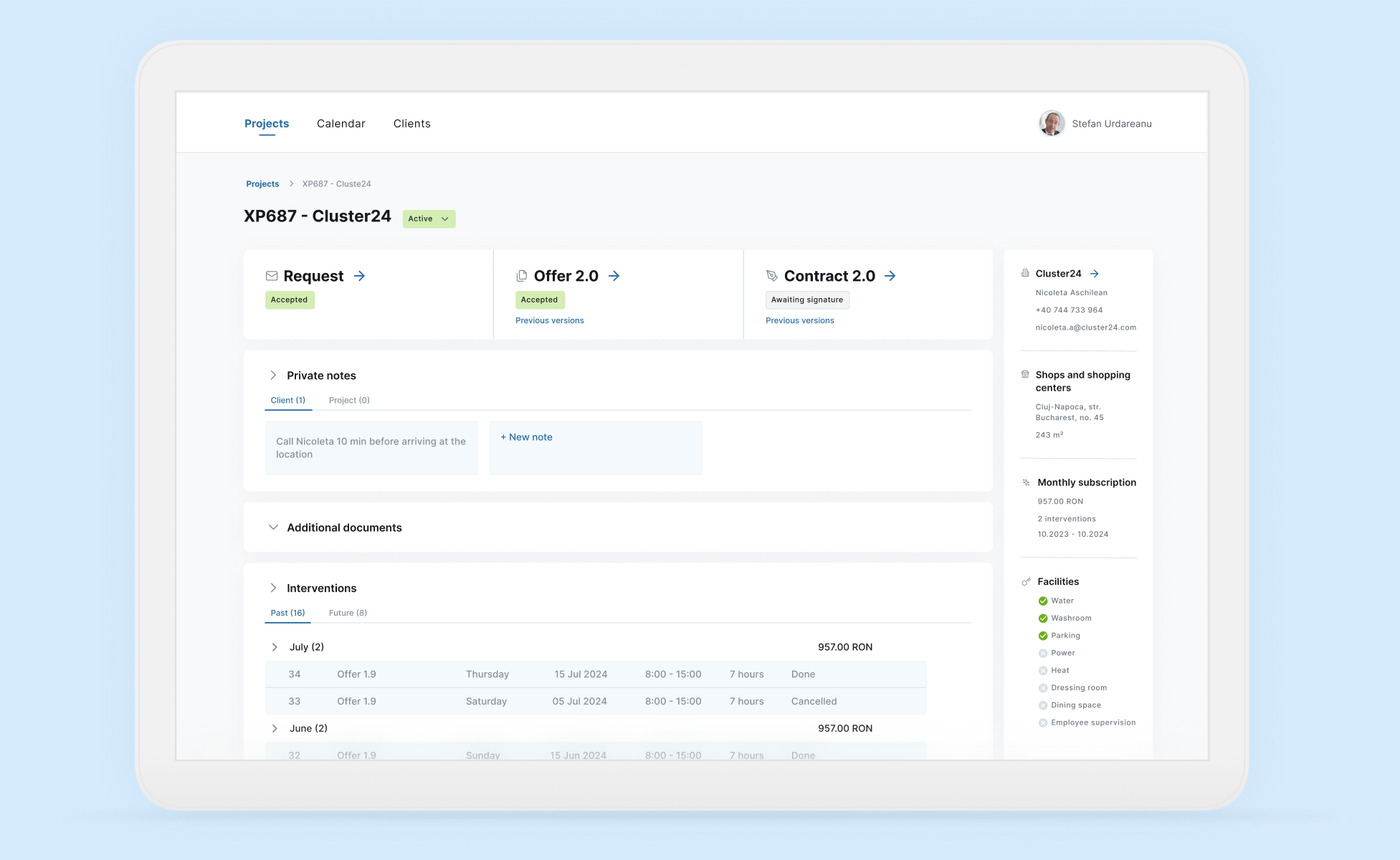 Project Management: Cleaning company admin app b2b corporate crm dashboard interface management progress project management saas sales process software status task management tasks ui ux web application webdesign