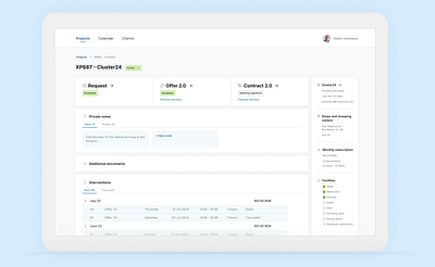 Project Management: Cleaning company admin app b2b corporate crm dashboard interface management progress project management saas sales process software status task management tasks ui ux web application webdesign