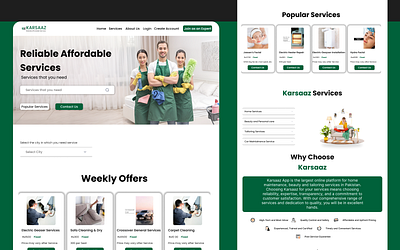 Clean & Intuitive UI/UX Design for KARSAAZ Home Services figma ui ui ux design user interface design ux research web design website designing