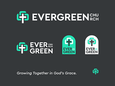 Evergreen church branding church branding church logo community cross evergreen faith geometric geometric logo god identity logo modern logo tree tree logo