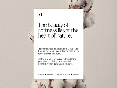 Softness in Nature (Poster Design) 2024 trends animation branding design graphic design grid illustration layout logo motion graphics poster poster design typo typography ui ui elements uidesign ux web web design