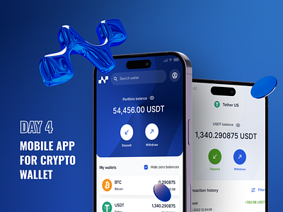 Mobile App for Crypto Wallet bitcoin wallet blockchain ui crypto bank crypto wallet cryptocurrency wallet app finance wallet investment mobile app ui wallet ux blockchain ux wallet wallet app