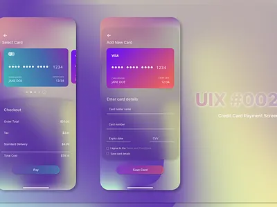 UIX 101-002 Credit Card Payment colorful credit card credit card payment glassmorphism payment ui