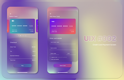 UIX 101-002 Credit Card Payment colorful credit card credit card payment glassmorphism payment ui