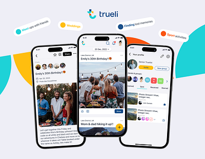 Trueli - Your personal digital storage of memories animation app app design business design startups ui uiux ux