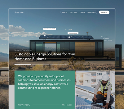 Solar Panel Website Design Landing page 3d animation branding design figma graphic design landingpage logo mobileapp mobiledesign motion graphics solar solarpanel ui user interface ux webdesign website