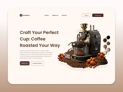 Roastino Landing page art artist branding coffee design designer figma illustration landing minimal page roast sale search ui uidesign uiux ux website