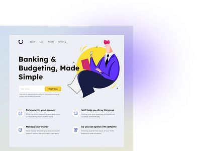 Banking Budgeting analytics banking graph landingpage uiux