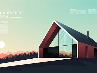 Minimalist architectural art illustration of modern house 3d architecture building graphic design illustration vector