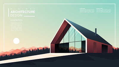 Minimalist architectural art illustration of modern house 3d architecture building graphic design illustration vector