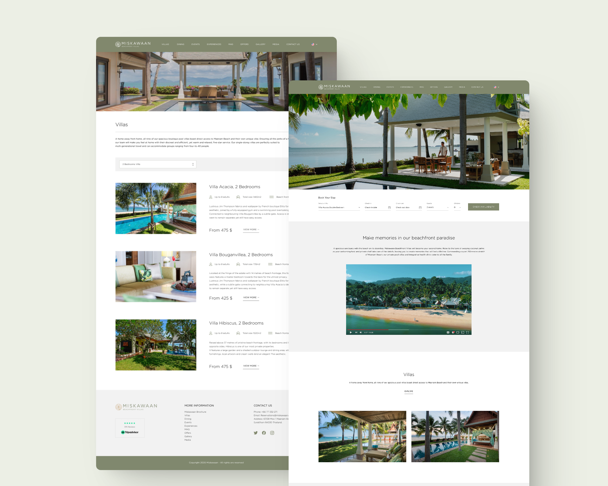 Example of Miskawaan Villas UI Design