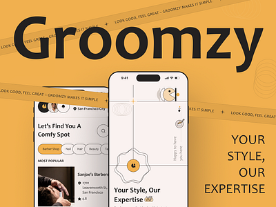 Groomzy : Your Style, our Expertise 2024 3d animation branding color throry dailyui design graphic design illustration inspiration logo motion graphics new photoshop product design trending ui uidesign userinterface ux