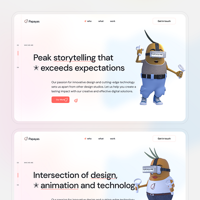 Papayas Studio Landing Page agency website home page design landing page product design ui uiux website design
