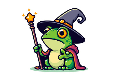 Wizard frog animal character fairy fantasy frog halloween illustration magic magician sorcerer vector witch wizard