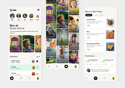 Z Kids Parenting App daycare app kids activity planner kids day planner kids food controlling kids scheduling app mobile app mobile ui parenting app