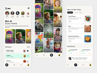 Z Kids Parenting App daycare app kids activity planner kids day planner kids food controlling kids scheduling app mobile app mobile ui parenting app