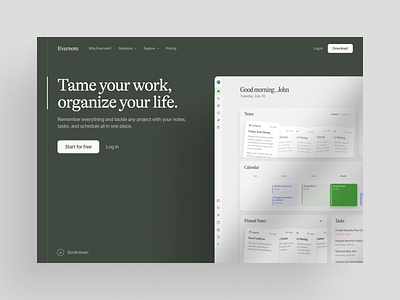 Evernote - Hero Redesign Concept branding clean design design concept evernote evernote redesign graphic design green hero hero section hero section design landing page landing page design minimal minimalist typography ui ux website website design