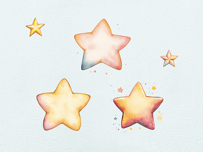 Cute Little Star Watercolor Clipart clipart clipart bundle clipart set cute design digital art illustration kid little star star twinkle watercolor