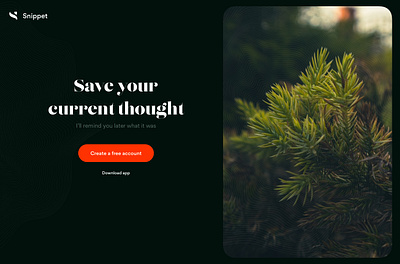 Snippet, save your thoughts app ui web wip