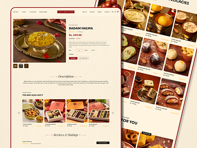 Product page UI - Indian Sweet brand aboxagency branding custom website design digital marketing e commerce website food delivery food photography graphic design indian sweet house indian sweets online food ordering product page design shopify sweet shop sweet treats uiux design web development website design