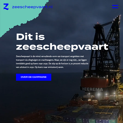 Zeescheepvaart duurzaamheidscampagne design freight ships sea seafaring ui ux webdesign