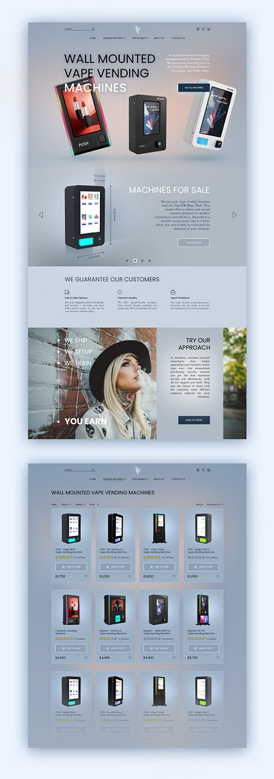 Website design for Vape Vending Machines app design branding design figma online store photoshop ui ui design ux ux design vape web app web design webdesign website