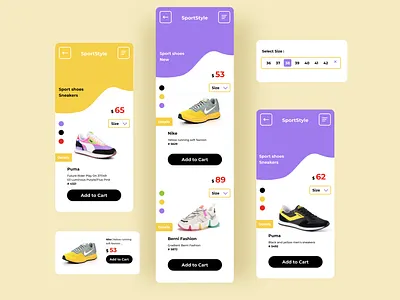 Mobile app design | Sport shop | Interfaces app design brand branding fitness graphic design gym interfaces mobile app mobile app design modern product design shoes sneakers sport ui ux web app webshop wellness yellow