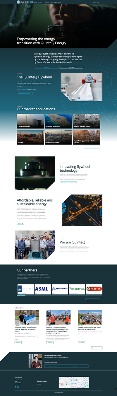 QuinteQ Energy website redesign design energy flywheel power technical ui ux webdesign