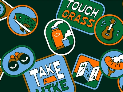 Take a Hike camping fishing hike illustration stickers