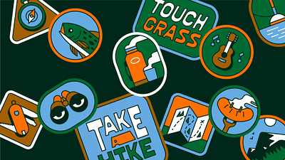 Take a Hike camping fishing hike illustration stickers