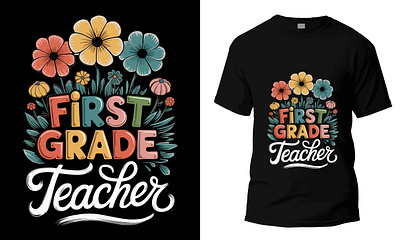 First Grand Teacher Typography T-shirt Design dribbble flyer design graphic design illustration logo motion graphics t shirt t shirt design