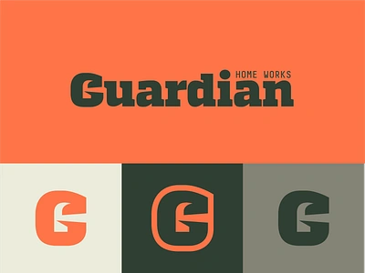 Guardian 01 black branding builder construction contractor g gray hammer home house identity industrial logo negative space orange slab serif type typography