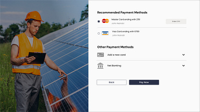 Payment Methods - Solar Panel Manufacturing Company checkout manufacture manufacturing payment method ui ui design