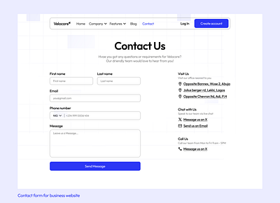 Contact form page for a website business website contact form contact page contact page design design figma ui uiux user experience user interface ux website website design