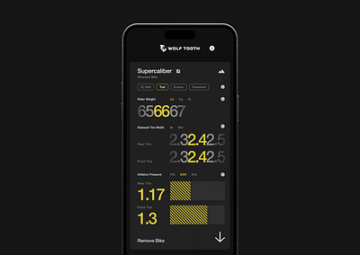 Tire Pressure Calculator app cycling redesign uiux