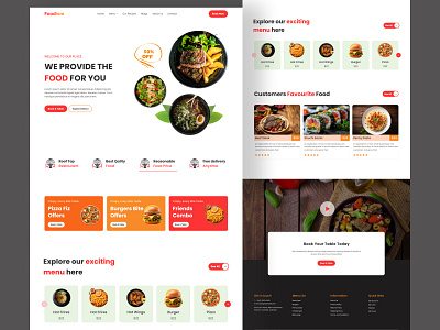 Foodism - A website for restaurant or takeway. animation landing page restaurant takeway ui ui design uiux design user interface ux visual design web design website