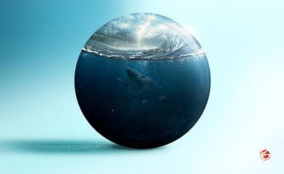 Encapsulated Storm adobe adobephotoshop concept imagemanipulation keyvisual manipulation ocean project shark storm water whale