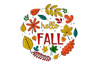 Hello Fall/ vector illustration autumn doodle fall flat illustration illustration lettering vector