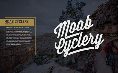 Moab Cyclery Branding bike shop biking branding cycling design graphic design illustration layout logo mountain bikes ui ux vector website