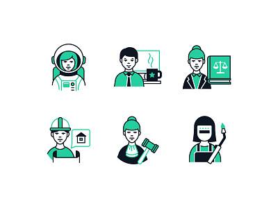 Professions - Line Icons design female icon job line linear male occupation professional specialist style vector work worker