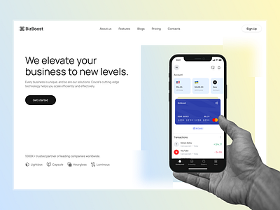 hero section bank branding business card dashboard design efficiency exchange figma finance innovation logo mobile modern money optimization technology typography ui ux