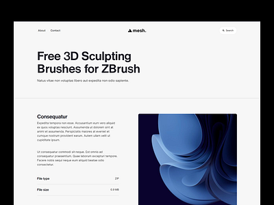 Mesh Resources - Webflow Blog Template 3d design blog blog layout downloads page minimal blog minimalist blog resources resources page web design