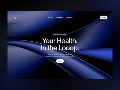 Looop | Smarter Health Tracking Product Landing Page 3d ai animation artificial intelligence background clean dark landing landing page minimal motion one pager product landing page ui uiux ux web design website