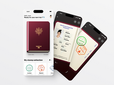 PASSPORT MOBILE APP app appdesign application design mobileapp passport travel ui ux