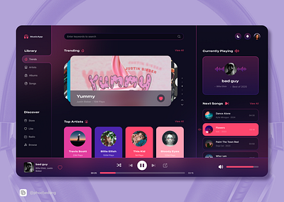 Daily UI 009 - Music player daily ui dailyui dark mode illustration music ui website design