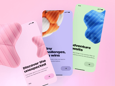 Mobile app onboarding app application design illustration mobile onboarding pink shape ui ux