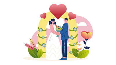 Wedding Ceremony 2D Animation 2d animation bride and groom couple flat flowers illustration love man marriage motion romance romantic moment wedding wedding arch wedding celebration wedding day wedding decor woman