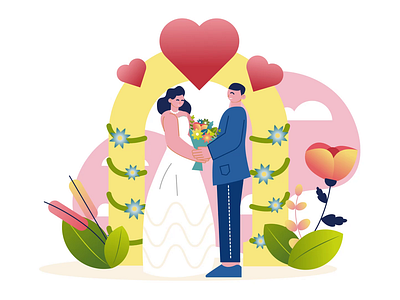 Wedding Ceremony 2D Animation 2d animation bride and groom couple flat flowers illustration love man marriage motion romance romantic moment wedding wedding arch wedding celebration wedding day wedding decor woman